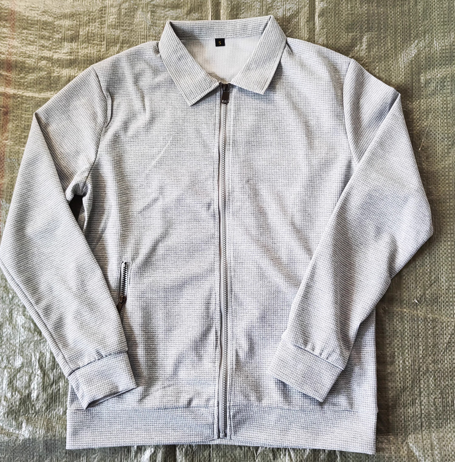 Men Waffle Zip Jacket Set – Slim Fit Two-Piece Outfit - Image 3