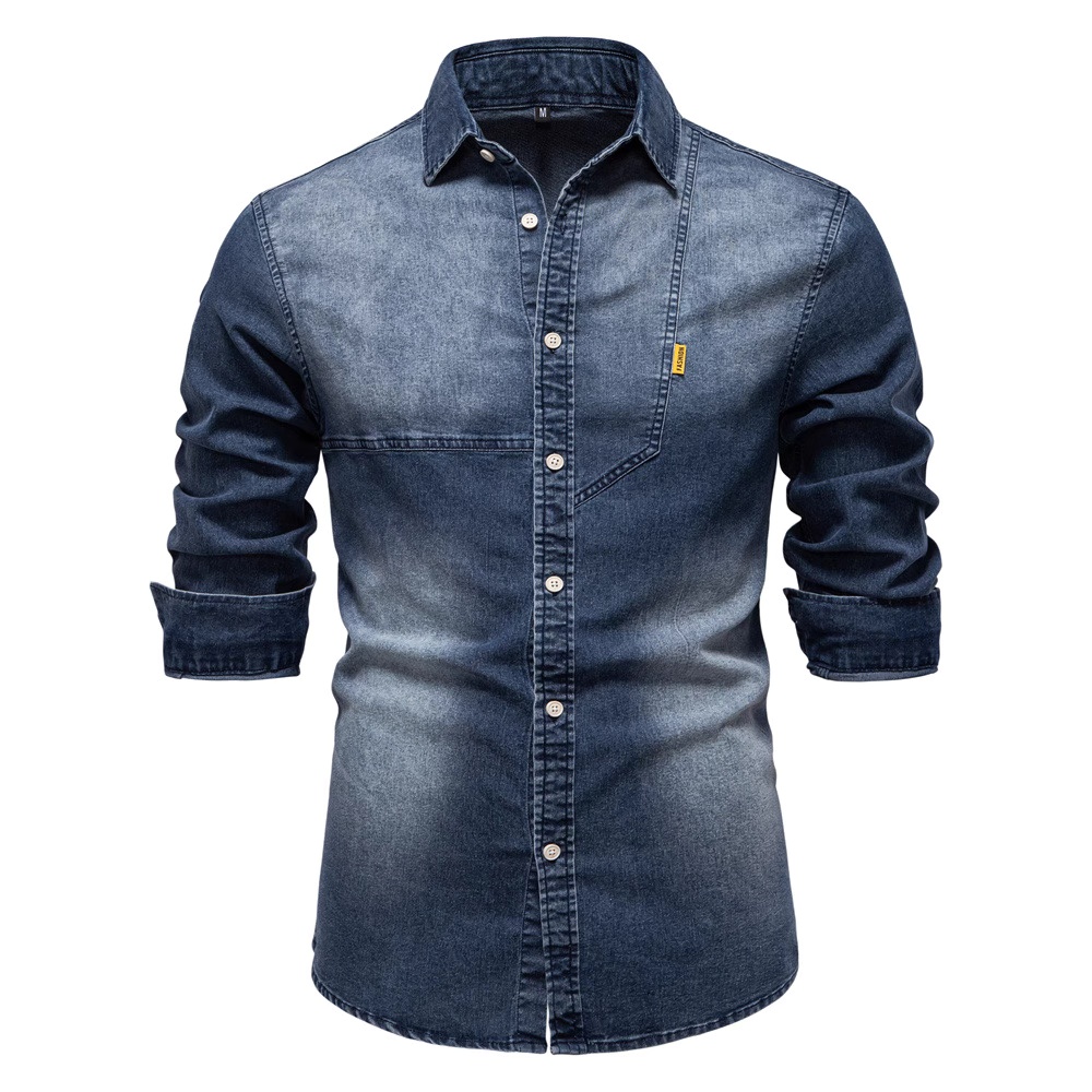 Men's Casual Denim Shirt β Dark Blue