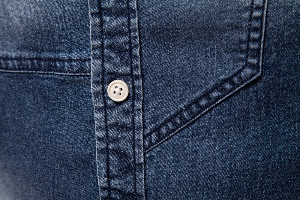 Men's Casual Denim Shirt – Dark Blue - Image 4