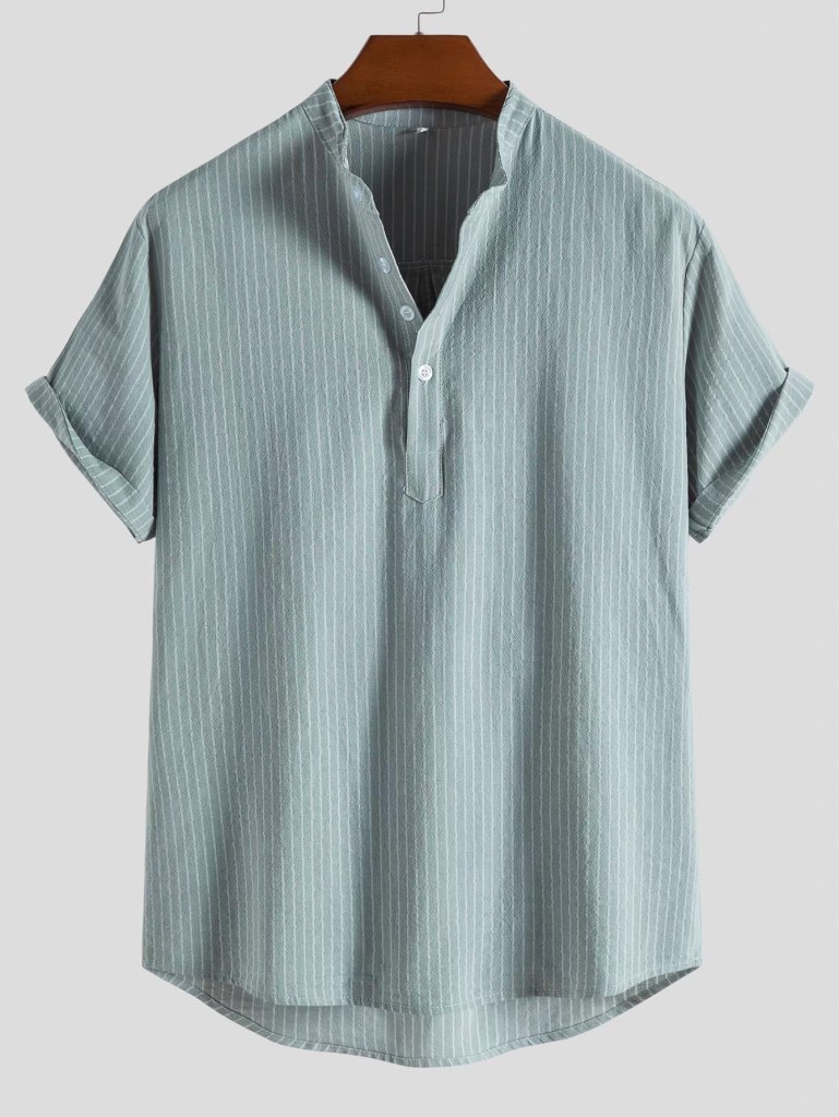 Men’s Casual Splicing Short Sleeve Shirt – Mint Green