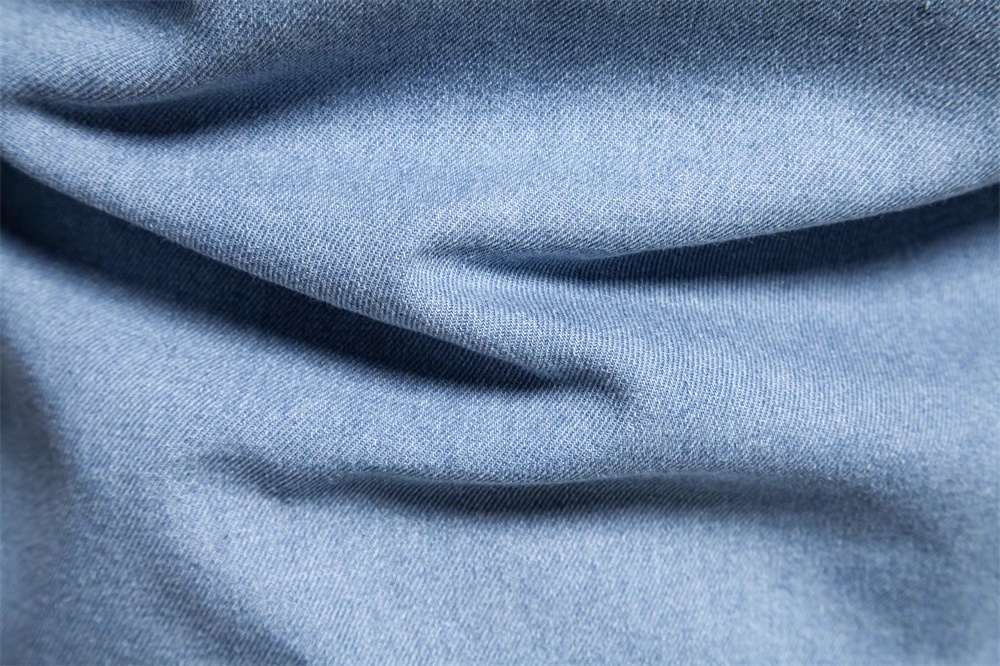 Men's Washed Denim Long-Sleeved Shirt – Light Blue - Image 4
