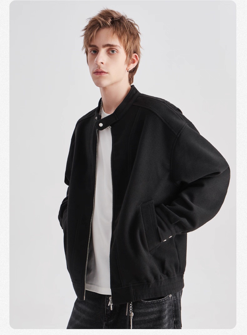 Men's High-End Casual Zipper Jacket – Black Edition