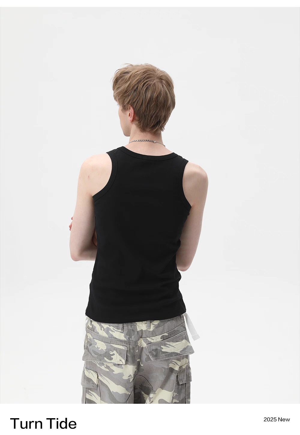Men's Asymmetric Sleeveless Tank Top – Black - Image 5