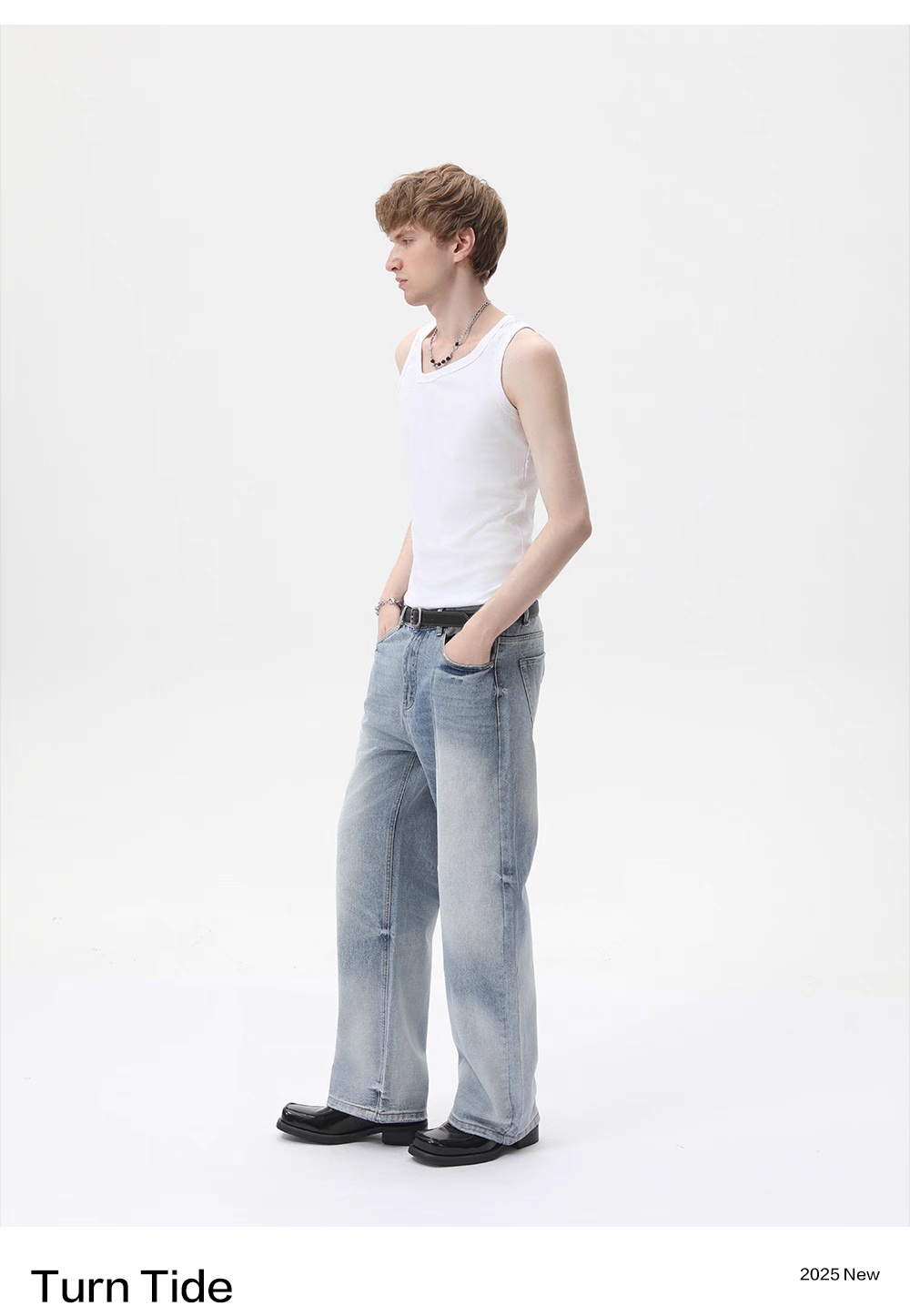Men's Asymmetric Sleeveless Tank Top – White - Image 4