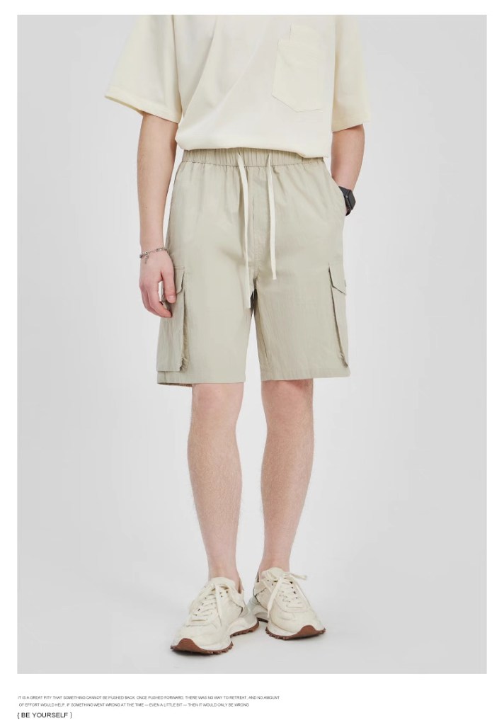Men's Summer Casual Drawstring Cargo Shorts – Khaki