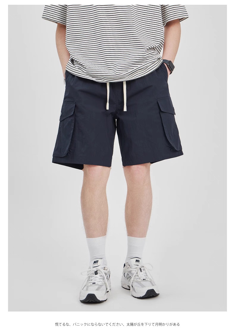 Men's Summer Casual Drawstring Cargo Shorts – Navy Blue