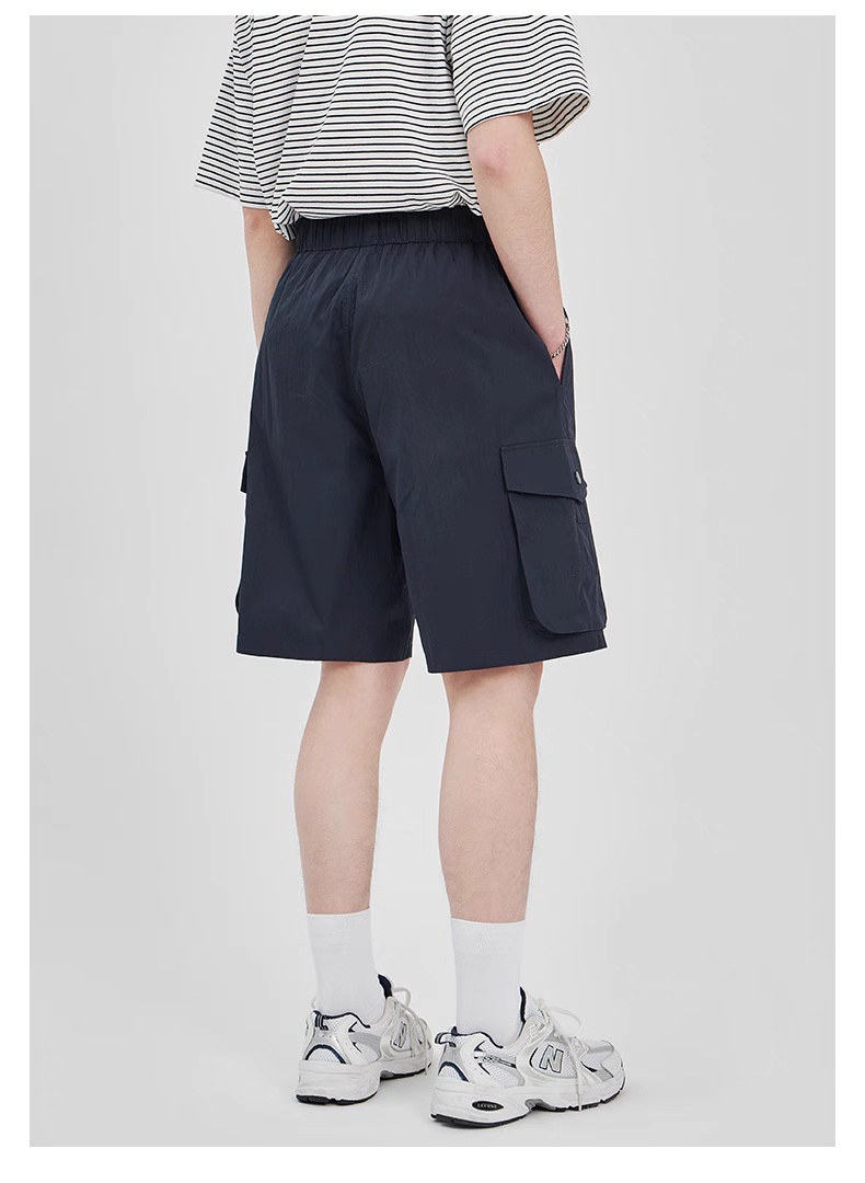 Men's Summer Casual Drawstring Cargo Shorts – Navy Blue - Image 4
